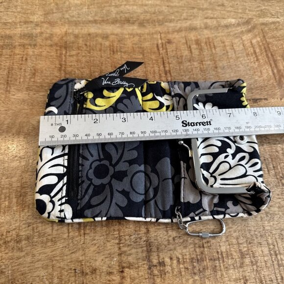 Vera Bradley Turnlock Wallet Baroque Floral Pattern Black Yellow Gray - Picture 7 of 12